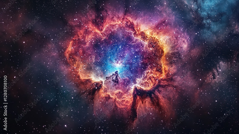 deep-space astrophotograph capturing the Rosette Nebula, with its intricate floral-like patterns. deep-space astrophotograph capturing the Rosette Nebula, with its intricate floral-like patterns.