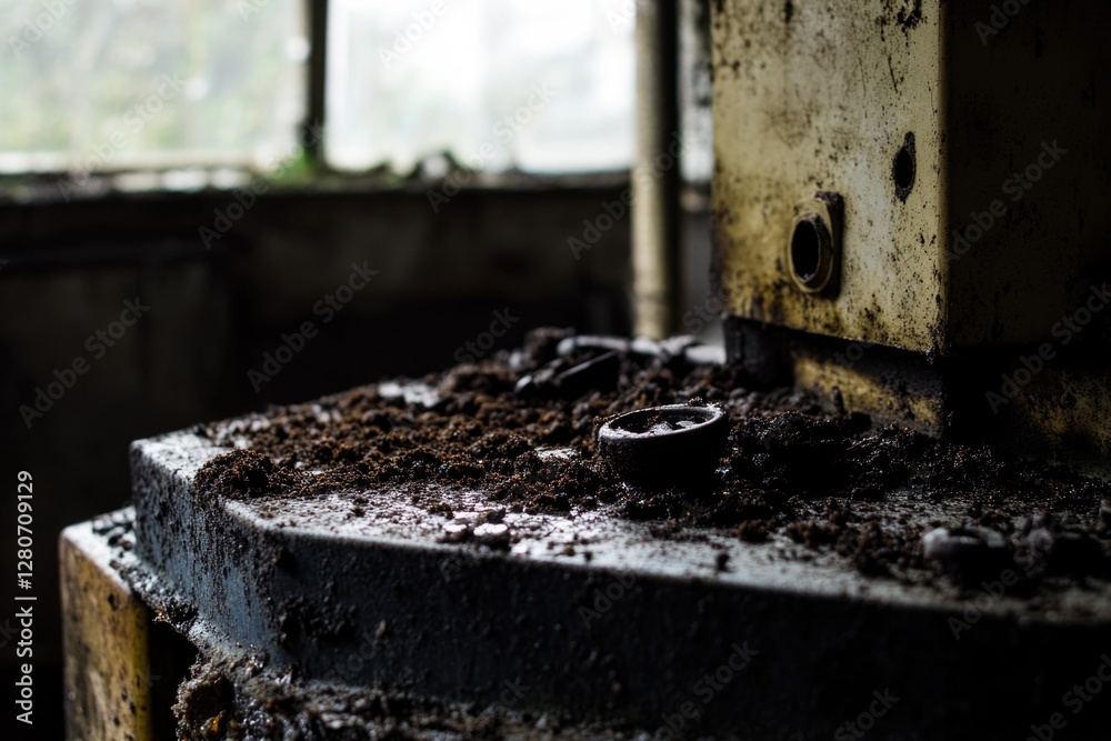 A dirty stove is located next to a window in a kitchen A dirty stove is located next to a window in a kitchen