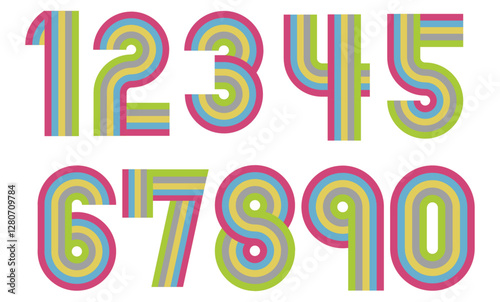 1,2,3,4,5,6,7,8,9,0　数字　ナンバー　デザイン　虹　カラー2