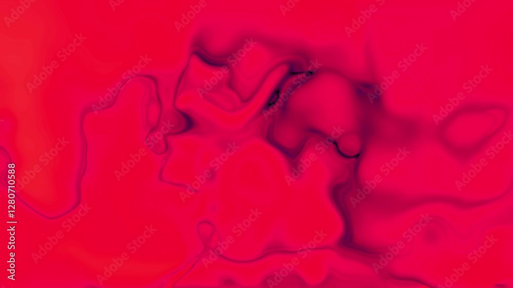 Horizontal animación de ondas líquidas rojas, fondo de tinta en movimiento todo el video