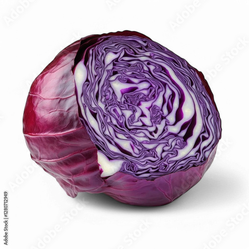 Obraz na płótnie Fresh sliced red cabbage on transparent background w salonie