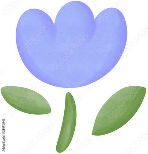 Illustration of a small blue rose blooming.