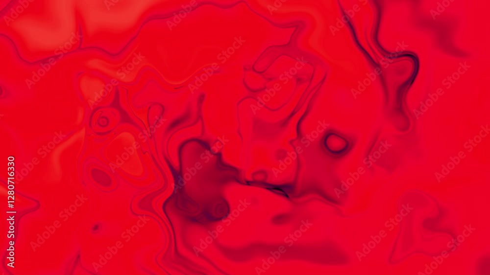 Horizontal fondo líquido rojo animado, textura de mármol fluido todo el video
