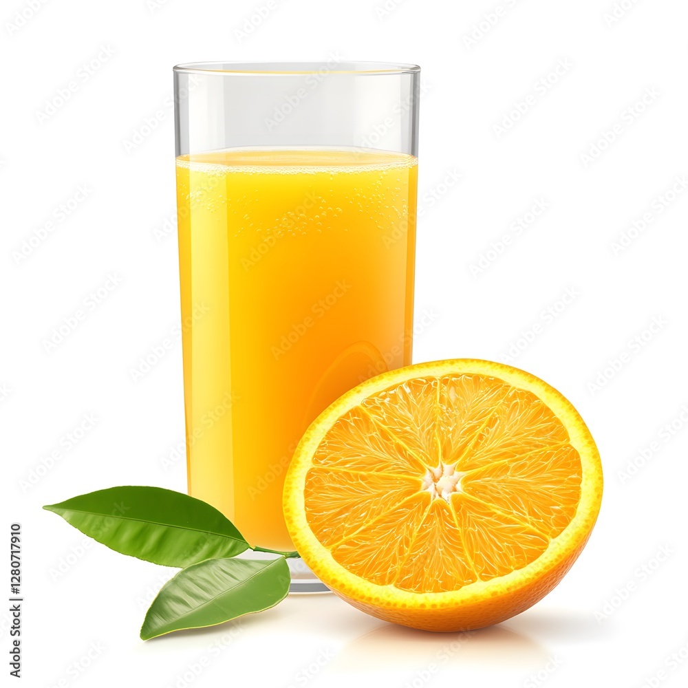 Freshly squeezed orange juice in clear glass with straw on wooden table background Freshly squeezed orange juice in clear glass with straw on wooden table background