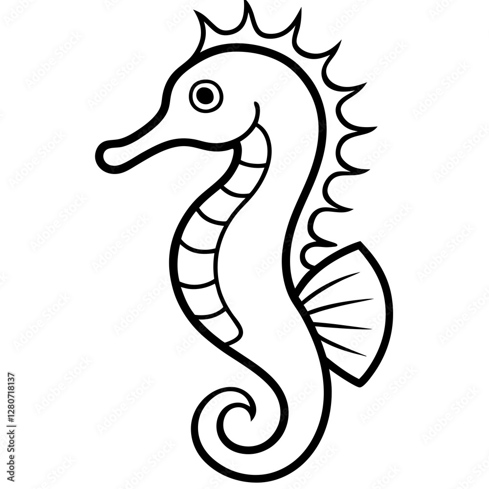 Continuous Line Seahorse Vector Art Continuous Line Seahorse Vector Art