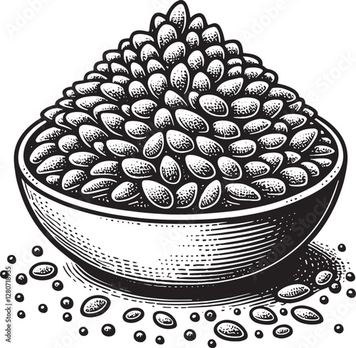 chia seed silhouette line art stock photos