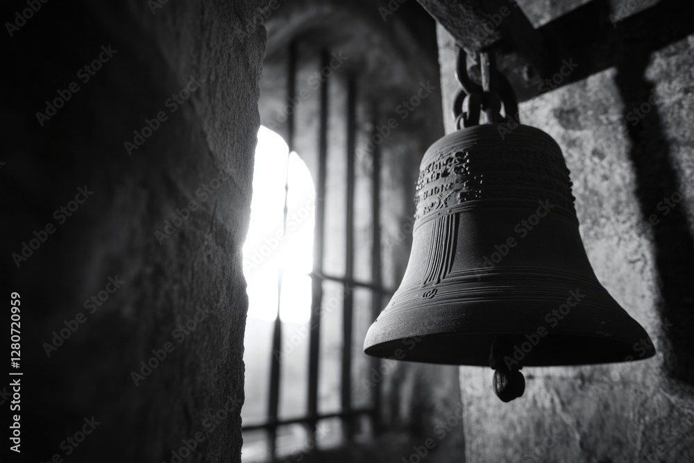 Obraz premium A decorative bell hanging from the side of a building, often seen in urban or commercial areas