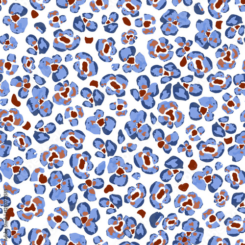 Bright Leopard Skin Texture Pattern Vector. Naive Abstract Flowers, Seamless Animal Skin Pattern. purple Leopard Camouflage animal. Leopard pattern textile design watercolor animal safari design art.