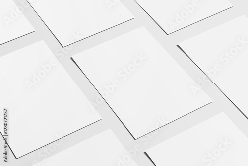 A4 white paper mock up isolated on soft background. Blank portrait A4 mock up. 3D rendering