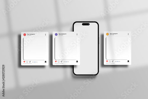  Mobile social media post. smartphone and screens mockup
