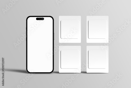  Mobile social media post. smartphone and screens mockup