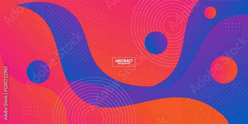 Geometric business banner design pink background. Creative banner design with blue wave shape as template. Simple design on horizontal banner. Eps10