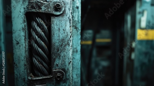 A detailed shot of a metal door handle with intricate details and texture photo