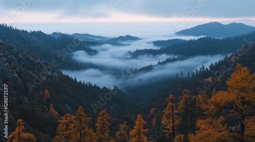 Misty Mountain Majesty: A Breathtaking Autumn Panorama