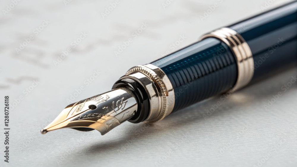 Elegant fountain pen with detailed nib and polished barrel Elegant fountain pen with detailed nib and polished barrel