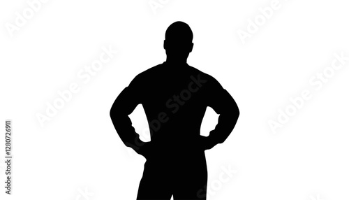 Silhouette of confident person standing against white background