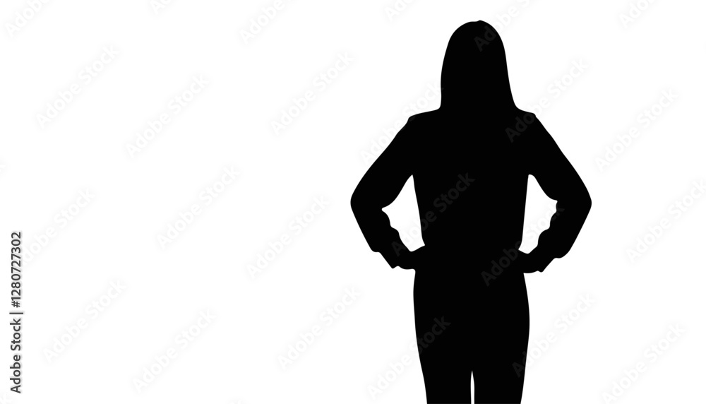 Silhouette of a confident woman standing against a white background Silhouette of a confident woman standing against a white background