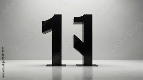 Bold Black Number Eleven Stands Out Against the Light Gray Background in Three Dimensional Render