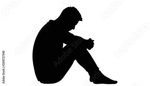 Silhouette of a sitting person feeling sad