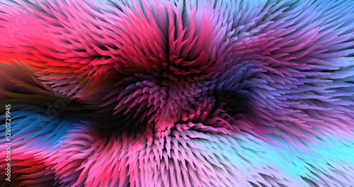 Colorful abstract texture created with Gradient flow and 3D structure imitate the movement of liquid or wind. Vibrant colors, volumetric waves and digital noise create a sense of depth and dynamics. I