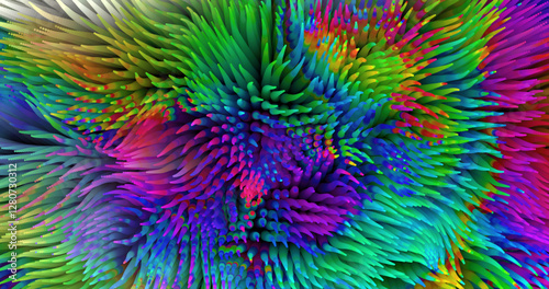 Colorful abstract texture created with Gradient flow and 3D structure imitate the movement of liquid or wind. Vibrant colors, volumetric waves and digital noise create a sense of depth and dynamics. I