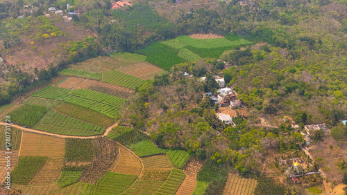 Photography Aerial Drone View of Kanyakumari’s Scenic Village and Coastal Beauty