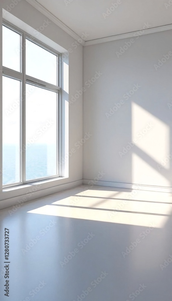 Fototapeta premium Natural Light Illuminating an Empty Room: A Serene and Minimalist Scene.