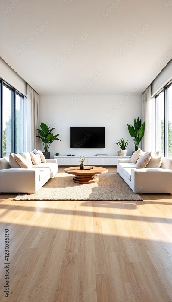 Fototapeta premium A split-image comparison of a living room and its corresponding floorboards.