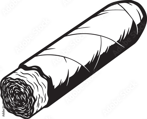  Black and White Cigar Vector Illustration - Outline Style