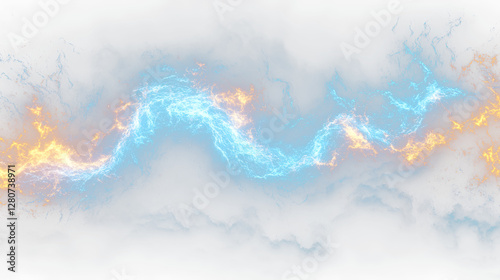 a blue and yellow fire in the sky photo