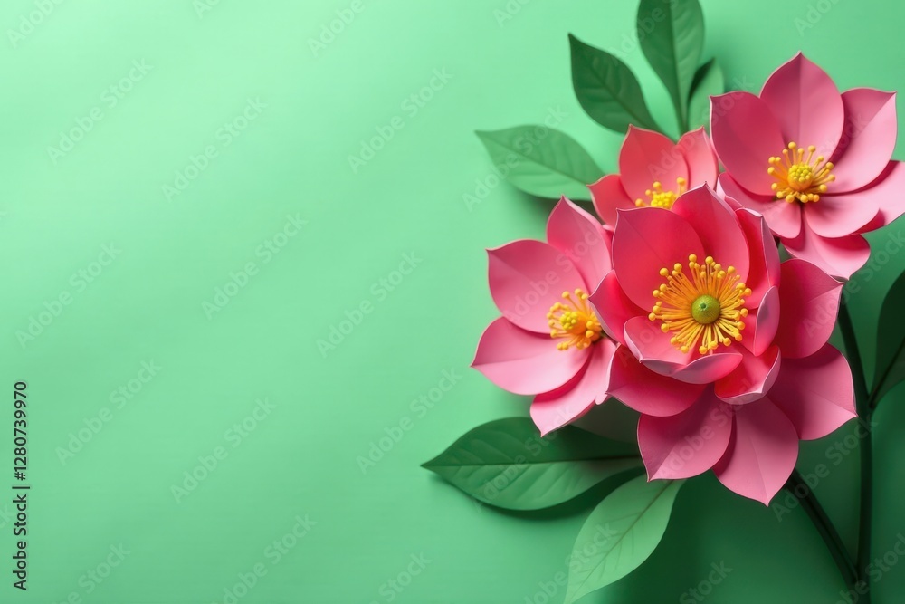 Intricate paper flower bouquet, soft green background, bouquet, design Intricate paper flower bouquet, soft green background, bouquet, design