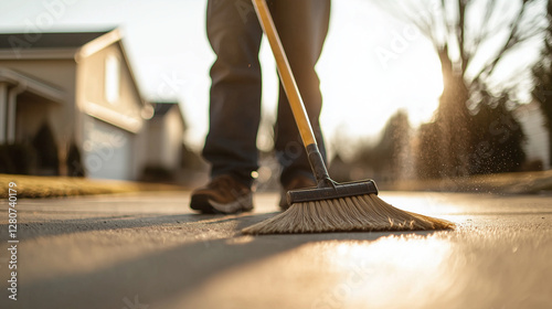 Wallpaper Mural Using a broom to clean a driveway instead of a hose Torontodigital.ca