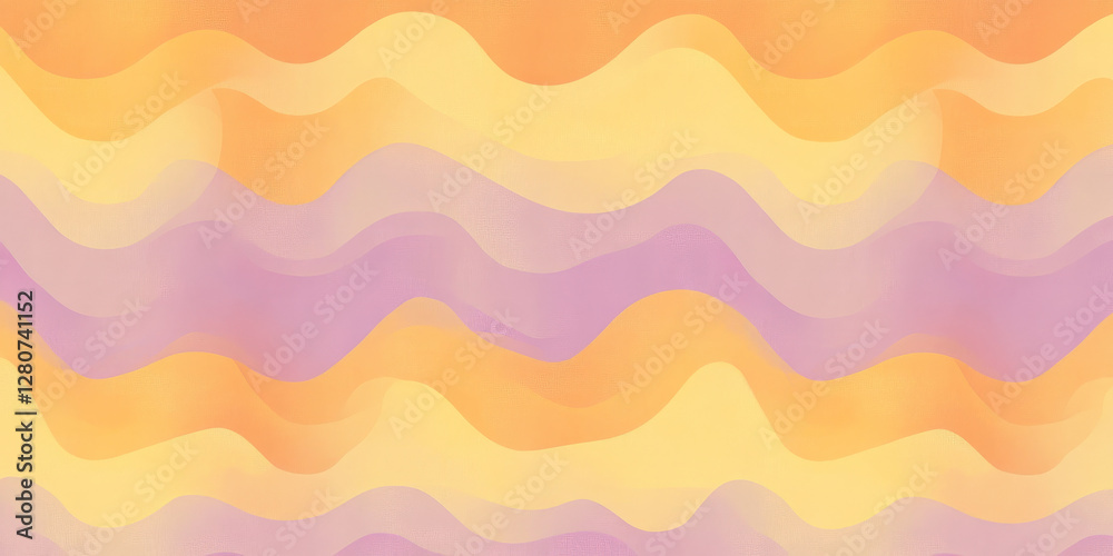 A non-seamless delicate blurred wave pattern with a gentle gradient of burnt orange, sunshine yellow, and lilac, forming a soft, ethereal glow. A non-seamless delicate blurred wave pattern with a gentle gradient of burnt orange, sunshine yellow, and lilac, forming a soft, ethereal glow.