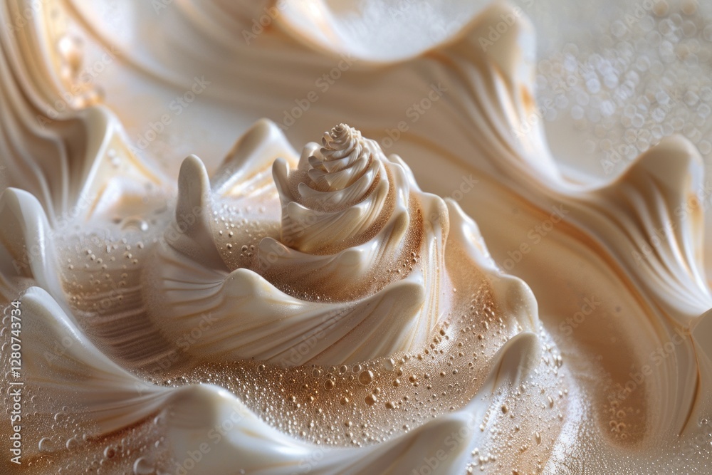 Creamy Abstract Swirl Design with Textured Patterns and Bubbles Creamy Abstract Swirl Design with Textured Patterns and Bubbles