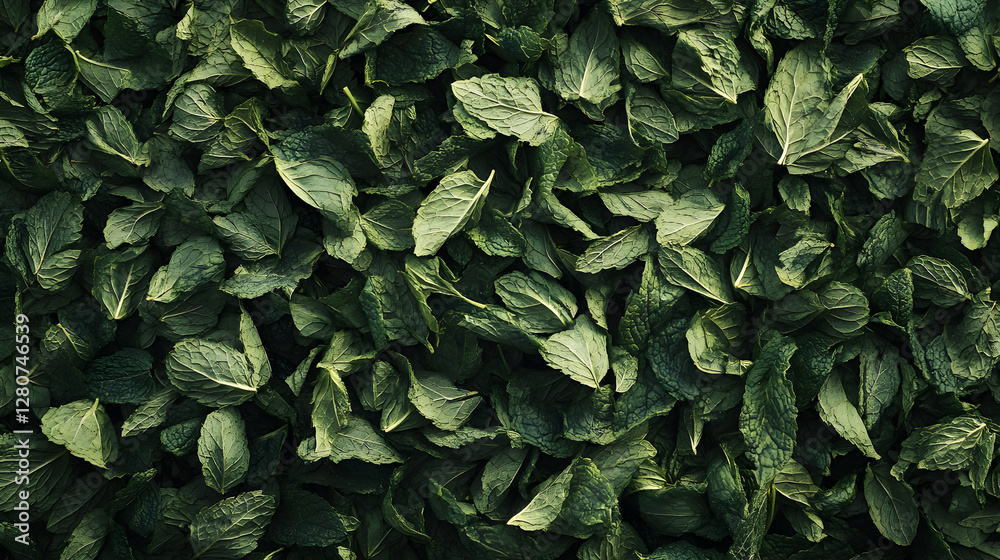 of crushed mint leaves with visible texture and aromatic oils released of crushed mint leaves with visible texture and aromatic oils released