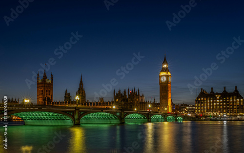 Big Ben and Westminster Bridge at night