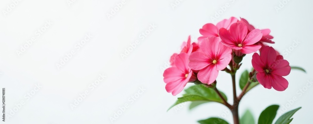 Fototapeta premium Single coral limonium sprig, studio shot on white , picture, stem