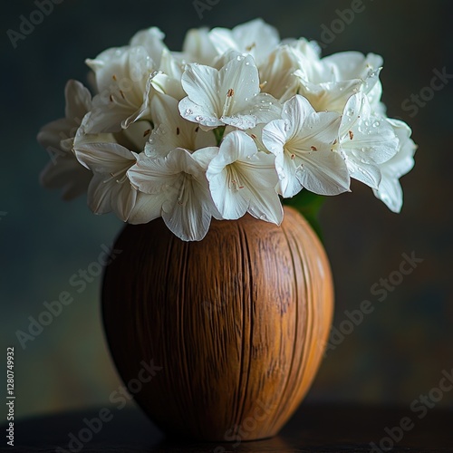 Cylindrical Vase with White Flowers