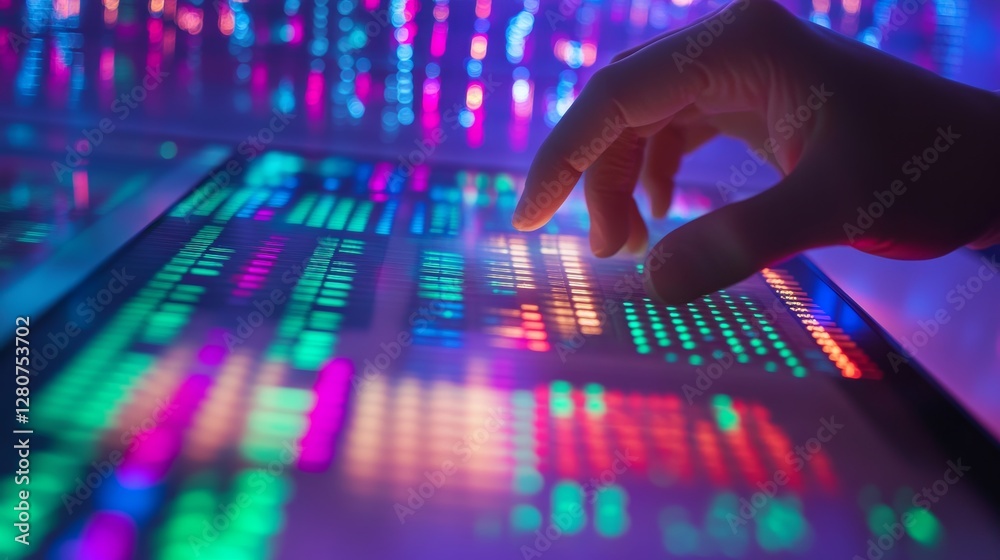 Autism research in a neuroscience lab, a scientist analyzing data on a computer screen. Featuring concentration and discovery