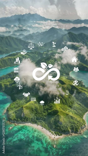 Wind Energy and Circular Economy The Path to Sustainability.Vertical video.