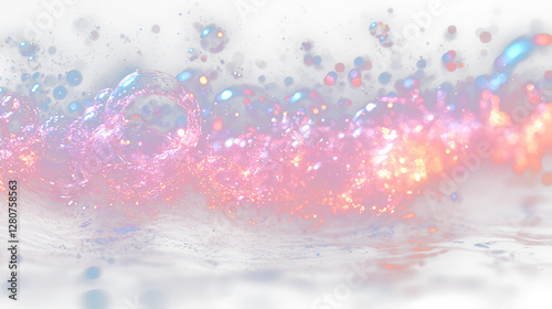 a pink and blue liquid splashing into a black background