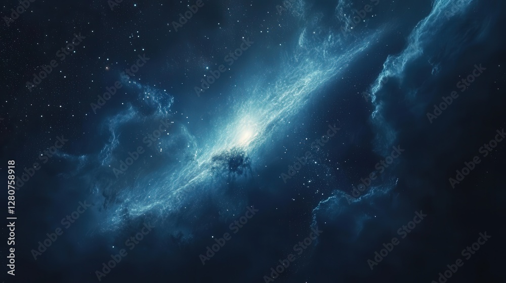 Fototapeta premium Andromeda Galaxy, appearing as a glowing smudge in the vastness of the cosmos.