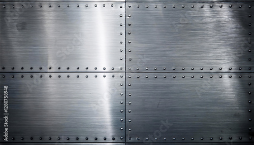 brushed stainless steel plate sheet with rivets texture background
