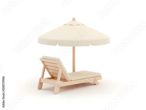 3D rendering of beach chairs and travel scene in cartoon style