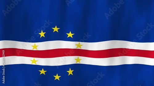 Wallpaper Mural Cape Verde flag country animation 3D symbol design waving in wind movement national patriotism world culture emblem banner stars West Africa republic blue red yellow white Torontodigital.ca
