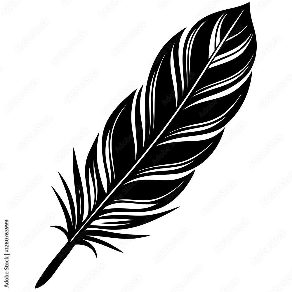 Obraz premium Creative Feather Silhouette Vector Modern & Timeless Design.