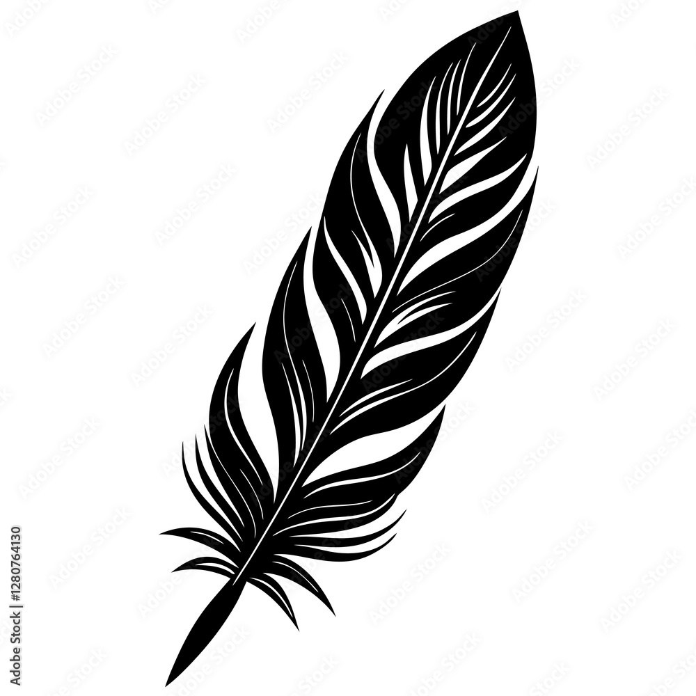 Stylized Feather Silhouette Vector Icon – Simple & Aesthetic. Stylized Feather Silhouette Vector Icon – Simple & Aesthetic.