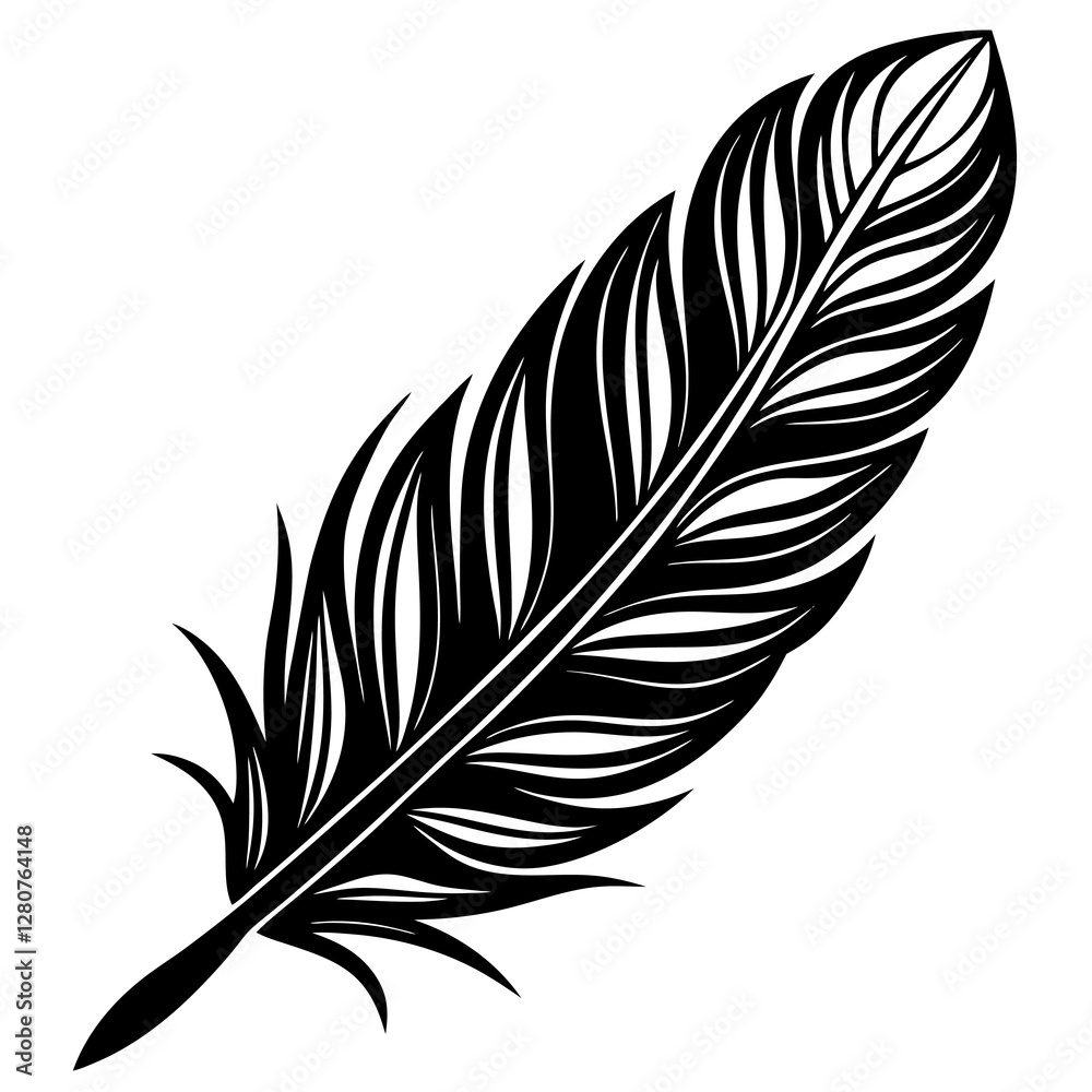 Obraz premium Stylized Feather Silhouette Vector Icon – Simple & Aesthetic.