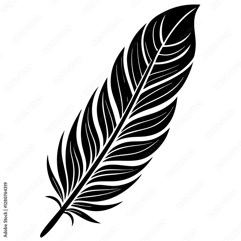 Nature-Inspired Feather Silhouette Vector High-Resolution. Nature-Inspired Feather Silhouette Vector High-Resolution.