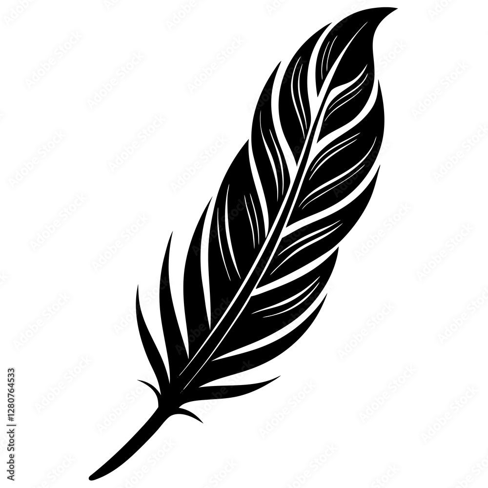 Obraz premium Versatile Feather Silhouette Vector – Ideal for Digital & Print Use.